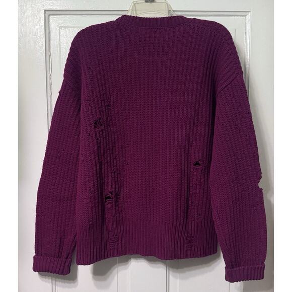 NWT Dsquared2 Ripped Distressed Magenta Wool Sweater Size XS (S-M) Runs BIG - Picture 6 of 13